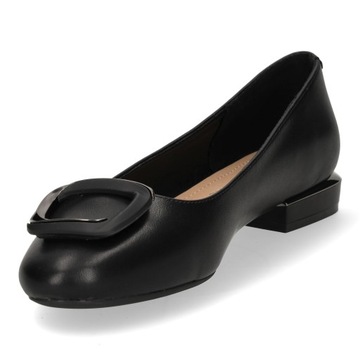 BALERINY NA PŁASKIM OBCASIE EKO SKÓRA Z KLAMRĄ CZARNE SERGIO LEONE R 37