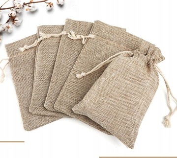 30X ЛЬНЯНАЯ СУМКА НА ШНУРЕ, МАЛЕНЬКАЯ, КОРИЧНЕВАЯ