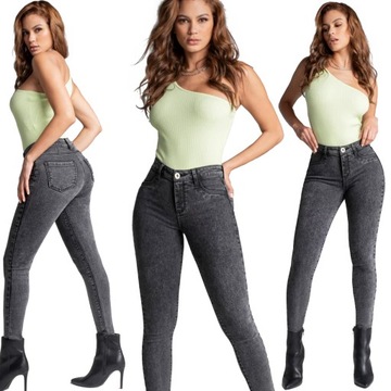 Spodnie Jeansy Wysoki Stan Jeansowe Plus Size