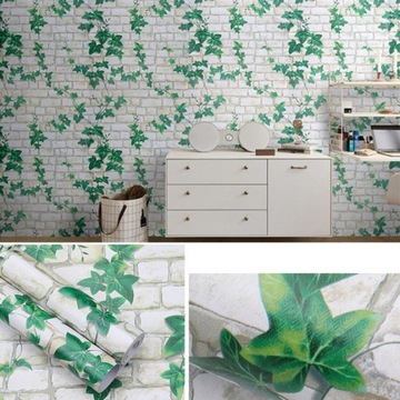 САМОКЛЕЯЩИЕСЯ НАСТЕННЫЕ ОБОИ ИМИТАЦИЯ ЛИСТЬЕВ ПЛЮЩА 3D ЭФФЕКТ 10м