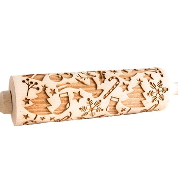 Świąteczny wałek do ciasta z grawerem wzory