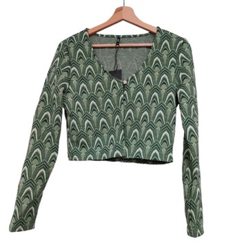 Only wzorzysty zielony krotki sweterek damski M