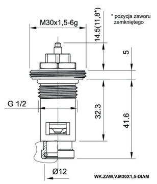 ВСТАВКА ТЕРМОСТАТИЧЕСКОГО КЛАПАНА ДЛЯ СТАЛЬНОГО РАДИАТОРА ТИПА V M30X1,5