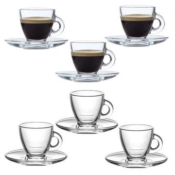 Filiżanki szklane ze spodkiem do espresso SIA ROMA szkło 95 ml 6 szt.
