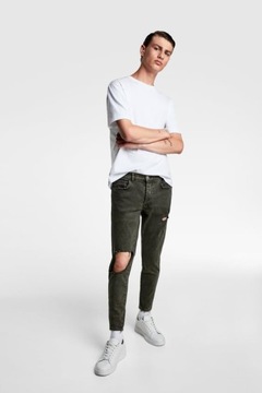 ZARA_SPODNIE JEANS SKINNY FIT Z DZIURAMI