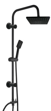 Тропический душ CUBIC + смеситель для душа THERMOSTATIC, матовый ЧЕРНЫЙ