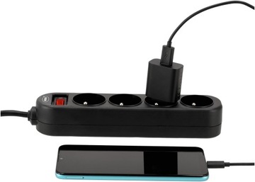 Удлинительный кабель, удлинитель, 4 розетки, 3 м.