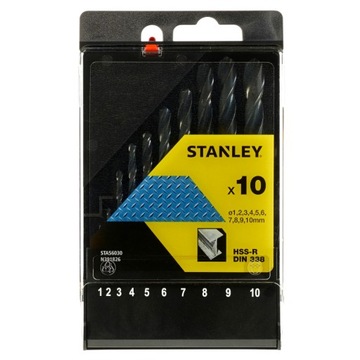ZESTAW WIERTEŁ DO METALU HSS-R 1-10mm 10szt. WIERTŁA STANLEY