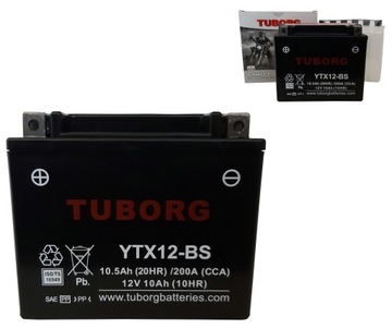Akumulator TUBORG YTX12-BS 12V 10Ah 200A ZAMIENNIK YUASA VARTA EXIDE