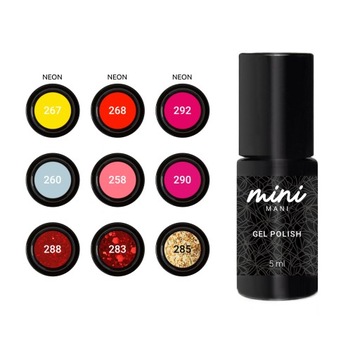 LAKIERY HYBRYDOWE 5ML MINI MANI KOLEKCJA MIX KOLOR 9SZT