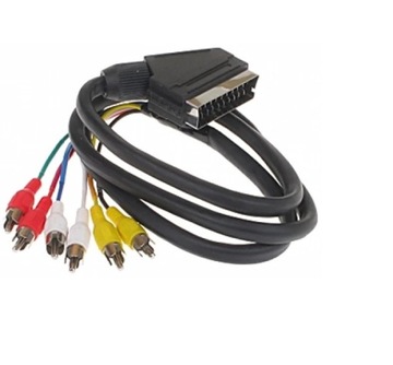 Przejście Adapter EURO SCART wtyk 21-pin / 6x RCA