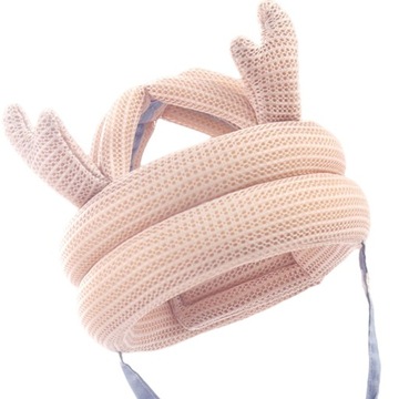 Защитная шапка для малышей, бампер, капот, дышащий хлопок, мягкие детские рога, бежевый