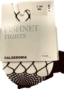 CALZEDONIA RAJSTOPY duża siatka KABARETKI FISHNET czarne 3/4 M/L