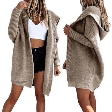 SWETER Kardigan Z Kapturem