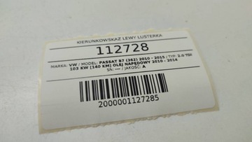 PODSVÍCENÍ ZRCÁTKO LEVÉ LEVÝ VW PASSAT B7 B6