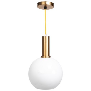 LAMPA SUFITOWA WISZĄCA BIAŁA KULA MLECZNA GOLD