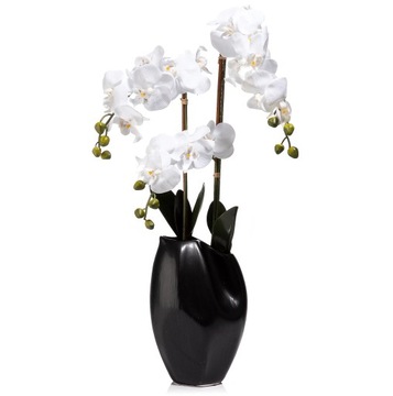 SZTUCZNA ORCHIDEA STORCZYK W CZARNIEJ DONICZCE OZDOBA 75CM