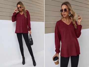 SHEIN SWETER DAMSKI CIĄŻOWY BORDOWY _ 44 XXL