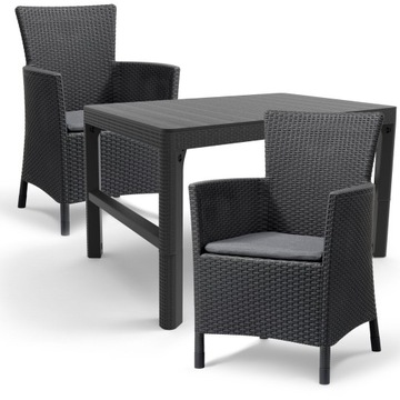 ZESTAW MEBLI OGRODOWYCH RATTAN 2 FOTELE + STOLIK