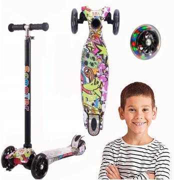 HULAJNOGA TRÓJKOŁOWA DLA DZIECI TOBBI-TOYS BALANSOWA KOŁA LED GRAFFITI