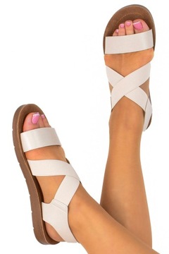 8132 БЕЖЕВЫЕ САНДАЛИИ, СВЕТЛЫЕ, НА ЭЛАСТИКЕ 39