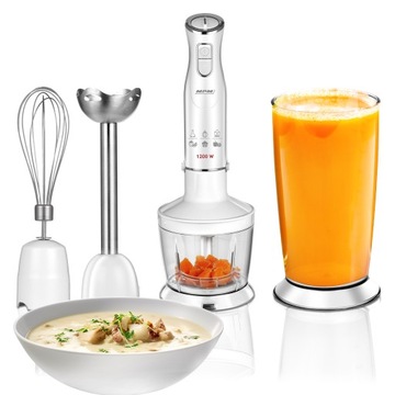 Blender ręczny zestaw przenośny mocny 1200W biały MPM MBL-36