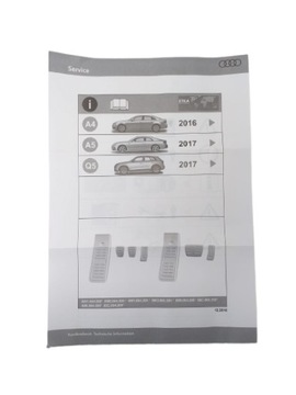 НАКЛАДКИ НА ПЕДАЛИ КОМПЛЕКТ РУКОВОДСТВА ОРИГИНАЛ AUDI A4