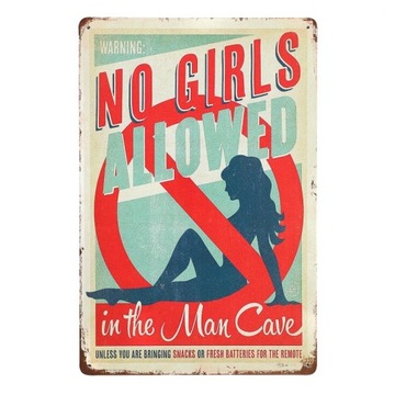 Tabliczka dekoracyjna metalowa MAN CAVE NO GIRLS