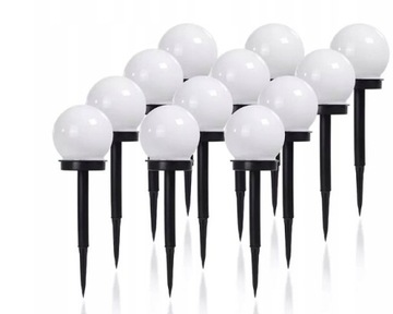 LAMPA SOLARNA KULA BIAŁA 10CM ZIMNE ŚWIATŁO 12szt