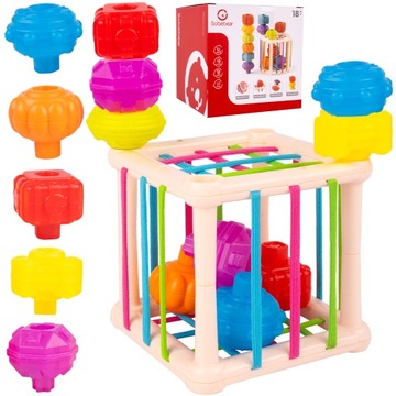 EDUKACYJNA KOSTKA SENSORYCZNA SORTER ELASTYCZNA KSZTAŁTY GRZECHOTKI