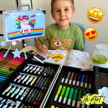 ХУДОЖЕСТВЕННЫЙ НАБОР ДЛЯ РИСОВАНИЯ И РИСОВАНИЯ ДЛЯ ДЕТЕЙ ЧЕМОДАН В БЕСПЛАТНЫЙ ПОДАРОК