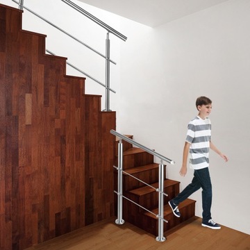 Перила Aufun из нержавеющей стали с 2 стойками, 150 см, 2 перекладины