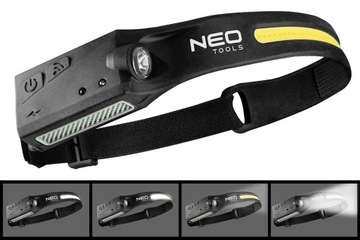 LATARKA CZOŁOWA LED BELT 2 W 1 NEO TOOLS CZUJNIK RUCHU CZOŁÓWKA