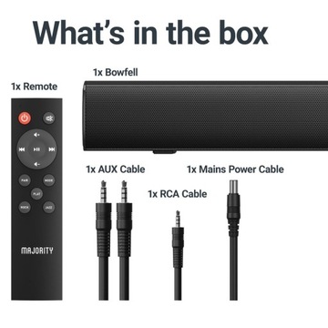 SOUNDBAR MAJORITY Bowfell 2.1 Линейный оптический USB-динамик с дистанционным управлением через Bluetooth