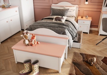 Кровать с матрасом - LN08 - белый/розовый - 104 см x 100 см x 209 см