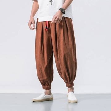 Spring Men Loose Harem Pants Chinese Linen Sweatpa