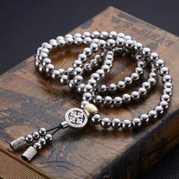 Stainless Steel Jewelry Male Bracelet Braided Link Buddha Beads Necklace