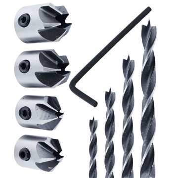 WIERTŁA DO DREWNA PŁYT WIÓROWYCH MDF OSB Z POGŁĘBIACZEM 4 SZTUKI 3-6MM