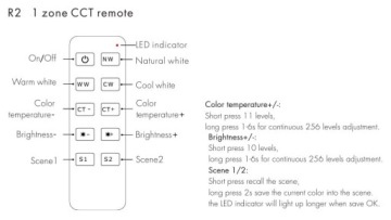 RF LED CCT (CW/WW) R2 1-зонный пульт дистанционного управления GW5