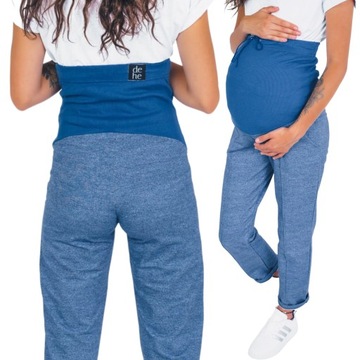 Ciążowe damskie spodnie bawełniane dresy na kant L