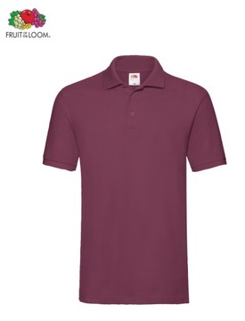 FRUIT OF THE LOOM PREMIUM Koszulka Polo Męska Bez Nadruku BORDOWA rozm: XL