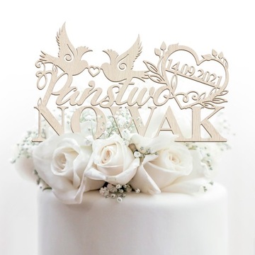 Topper na tort personalizowany Ślub
