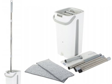 MOP PŁASKI OBROTOWY DWUKOMOROWY WYCISKACZ WIADERKO 2 NAKŁADKI