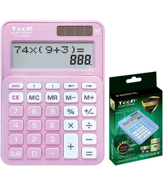 Kalkulator dwuliniowy TOOR 10-pozycyjny różowy