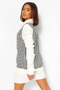 ЖИЛЕТ С V-ОБРАЗНЫМ ВЫРЕЗОМ С УЗОРОМ ЧЕРНО-БЕЛЫЙ BOOHOO S