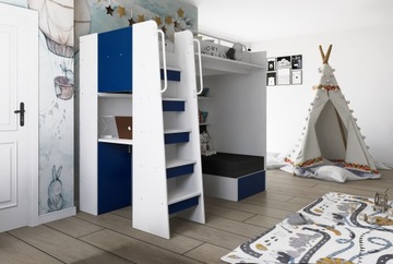 Двухъярусная кровать JSM7 с диваном и розовым письменным столом + матрас Radomenes