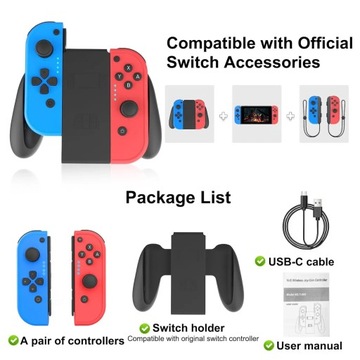 Kontroler NINTENDO Switch Joy-Con PAD Red-Blue 2 szt+ Uchwyt GRIP Ładowanie
