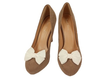 Klipsy ozdoby do butów kokardki ivory