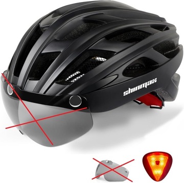 Shinmax kask rowerowy TH-19 roz M/L 57- 62 cm ze światłem BRAK GOGLI