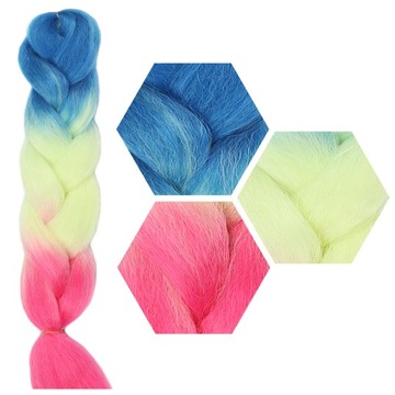 Włosy SYNTETYCZNE do warkoczyków KOLOROWE warkoczyki DOCZEPIANE WŁOSY ombre